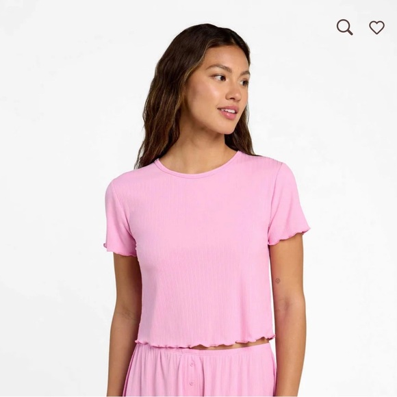 Nuuds Pink Mini Rib Tee Size Medium - Picture 1 of 6